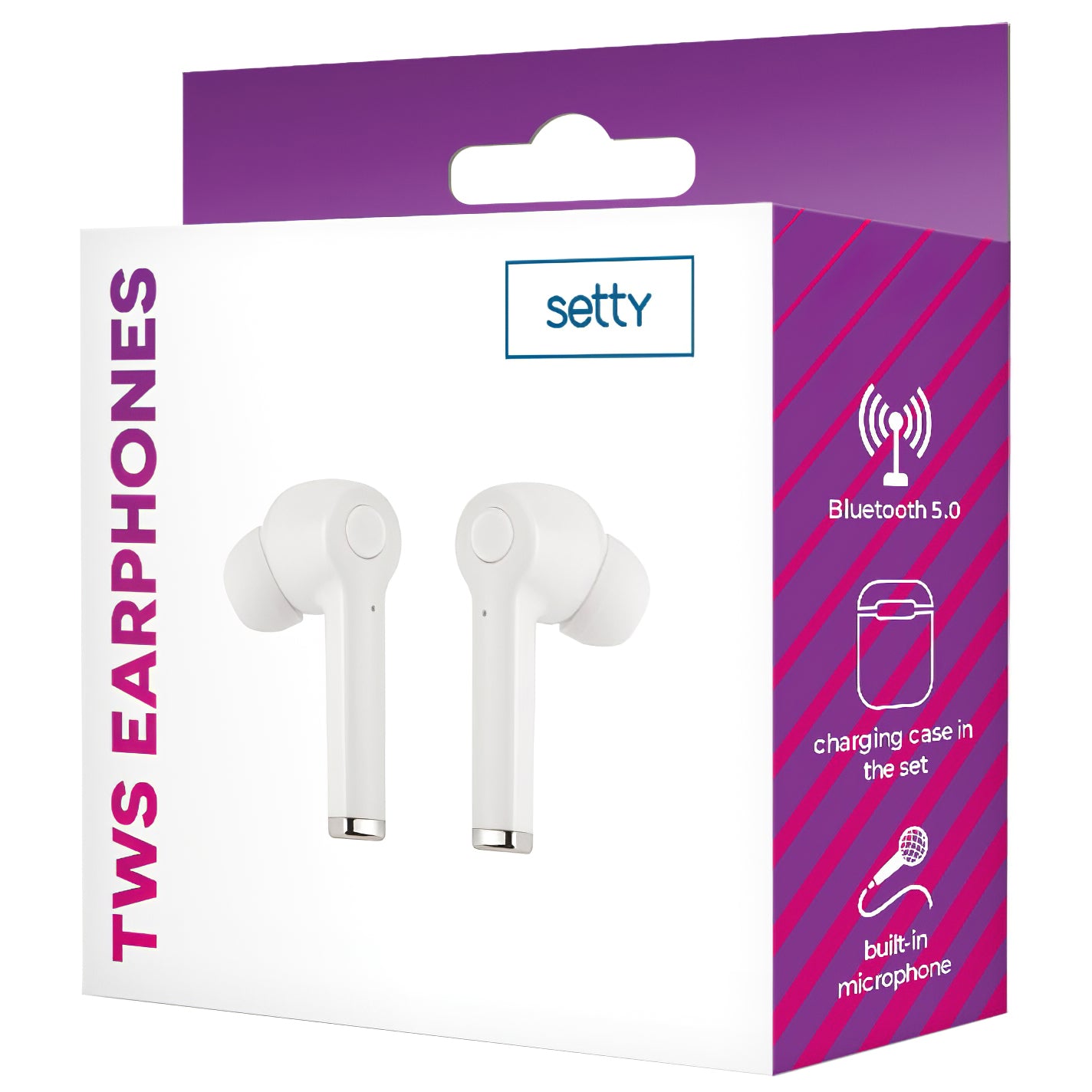 Setty manos libres Bluetooth ECA-01, TWS, Blanco 