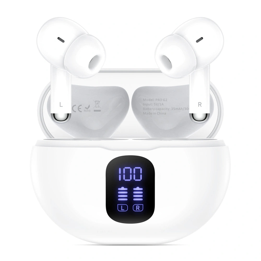 Manos libres Bluetooth Tech-Protect Ultraboost Pro G2, TWS, Blanco