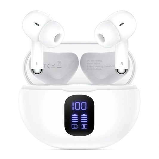 Manos libres Bluetooth Tech-Protect Ultraboost Pro G2, TWS, Blanco