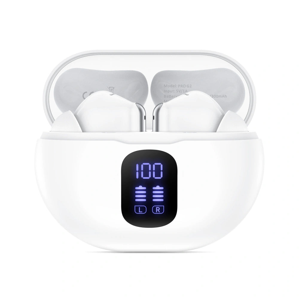 Manos libres Bluetooth Tech-Protect Ultraboost Pro G2, TWS, Blanco
