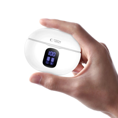Manos libres Bluetooth Tech-Protect Ultraboost Pro G2, TWS, Blanco