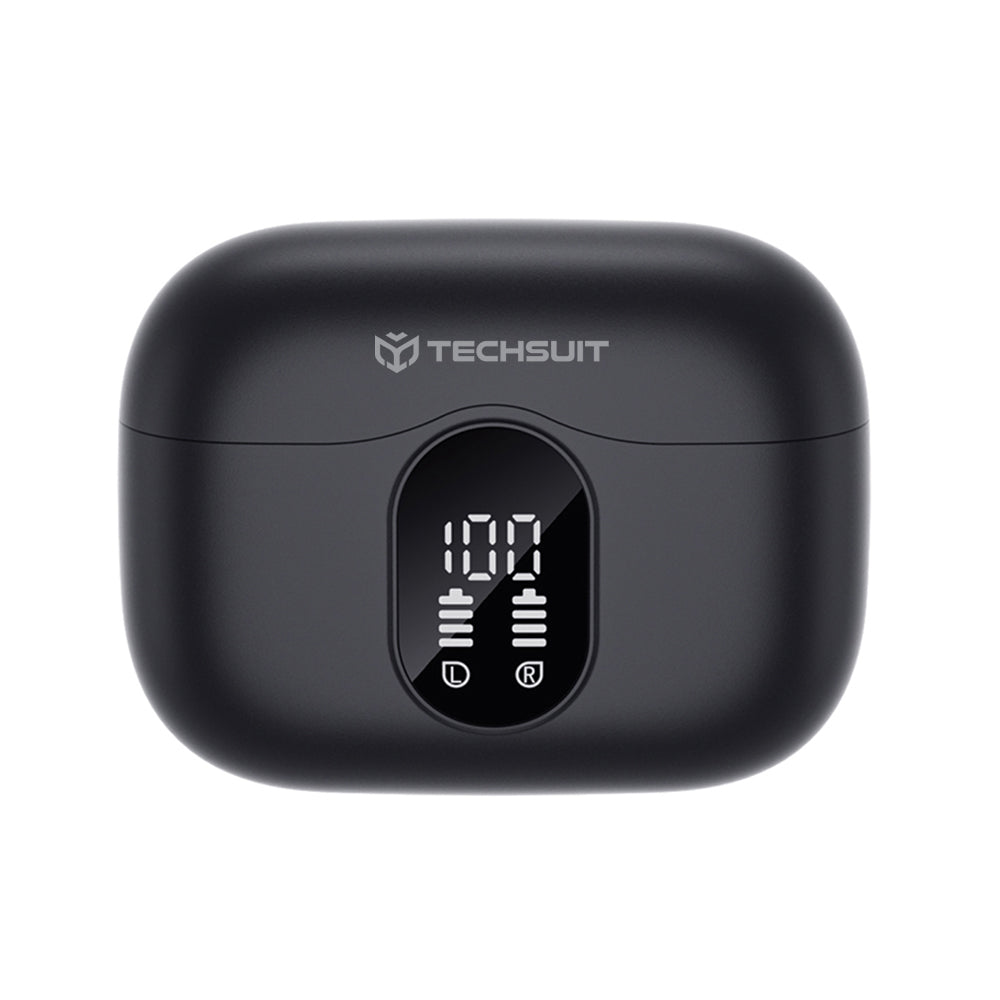 Auriculares Bluetooth manos libres Techsuit CW3 WaveBeat 100, TWS, ANC, Negro