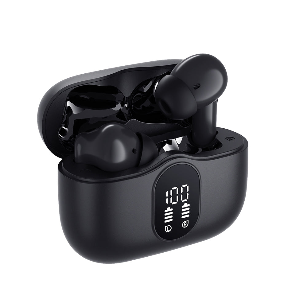 Auriculares Bluetooth manos libres Techsuit CW3 WaveBeat 100, TWS, ANC, Negro