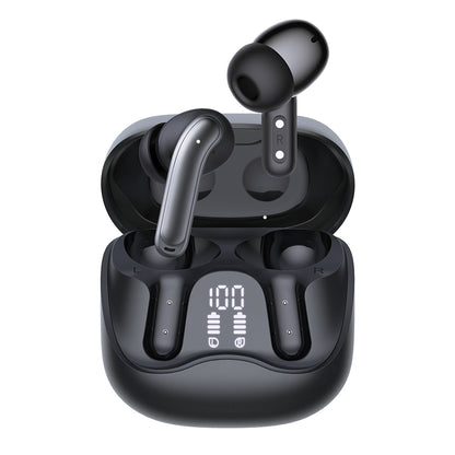 Manos libres Bluetooth Techsuit CW5 EchoFit Pro, TWS, ANC, MultiPoint, Negro
