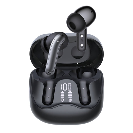 Manos libres Bluetooth Techsuit CW5 EchoFit Pro, TWS, ANC, MultiPoint, Negro