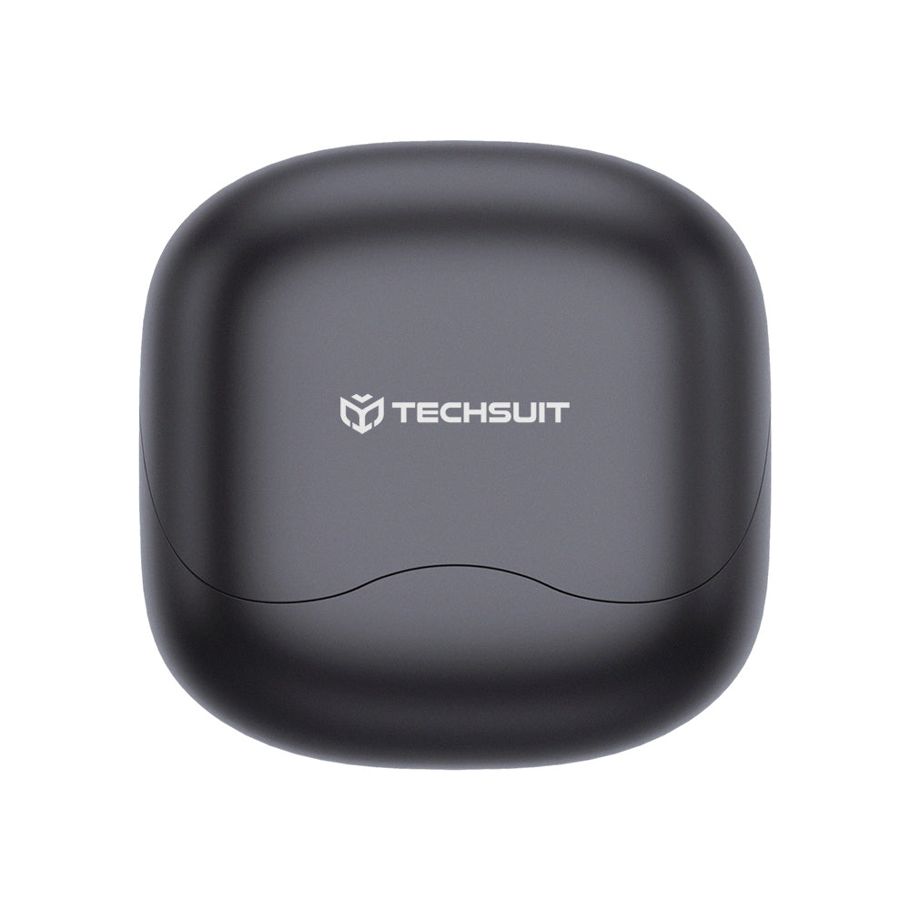 Manos libres Bluetooth Techsuit CW5 EchoFit Pro, TWS, ANC, MultiPoint, Negro