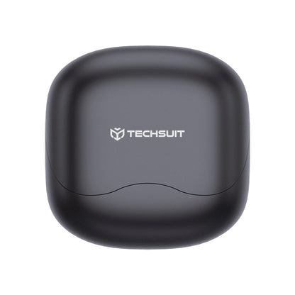 Manos libres Bluetooth Techsuit CW5 EchoFit Pro, TWS, ANC, MultiPoint, Negro