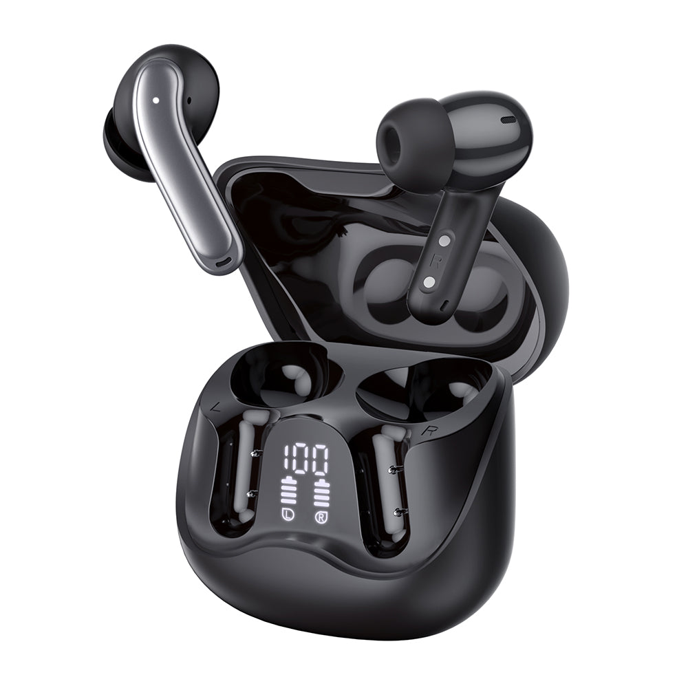 Manos libres Bluetooth Techsuit CW5 EchoFit Pro, TWS, ANC, MultiPoint, Negro