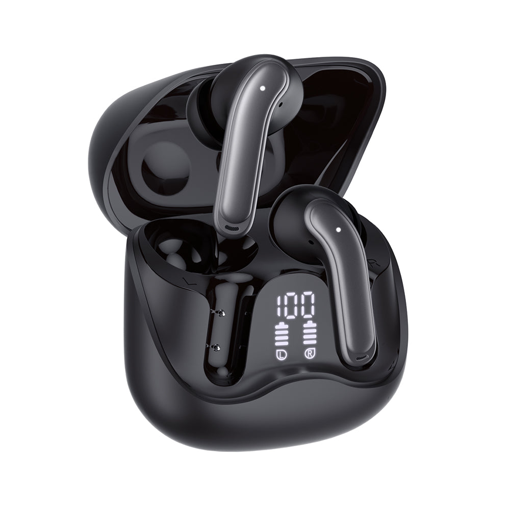 Manos libres Bluetooth Techsuit CW5 EchoFit Pro, TWS, ANC, MultiPoint, Negro