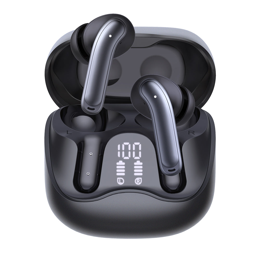 Manos libres Bluetooth Techsuit CW5 EchoFit Pro, TWS, ANC, MultiPoint, Negro