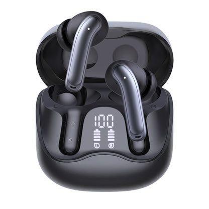 Manos libres Bluetooth Techsuit CW5 EchoFit Pro, TWS, ANC, MultiPoint, Negro