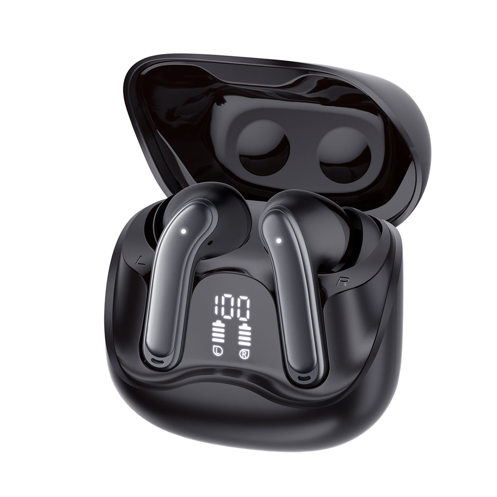 Manos libres Bluetooth Techsuit CW5 EchoFit Pro, TWS, ANC, MultiPoint, Negro