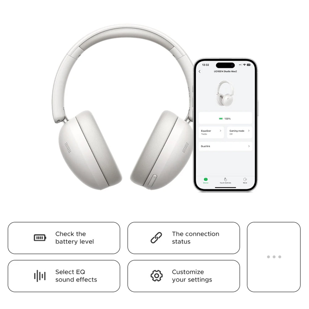 Manos libres Bluetooth UGREEN HiTune Max 2 HP205, MultiPoint, A2DP, ANC, Negro