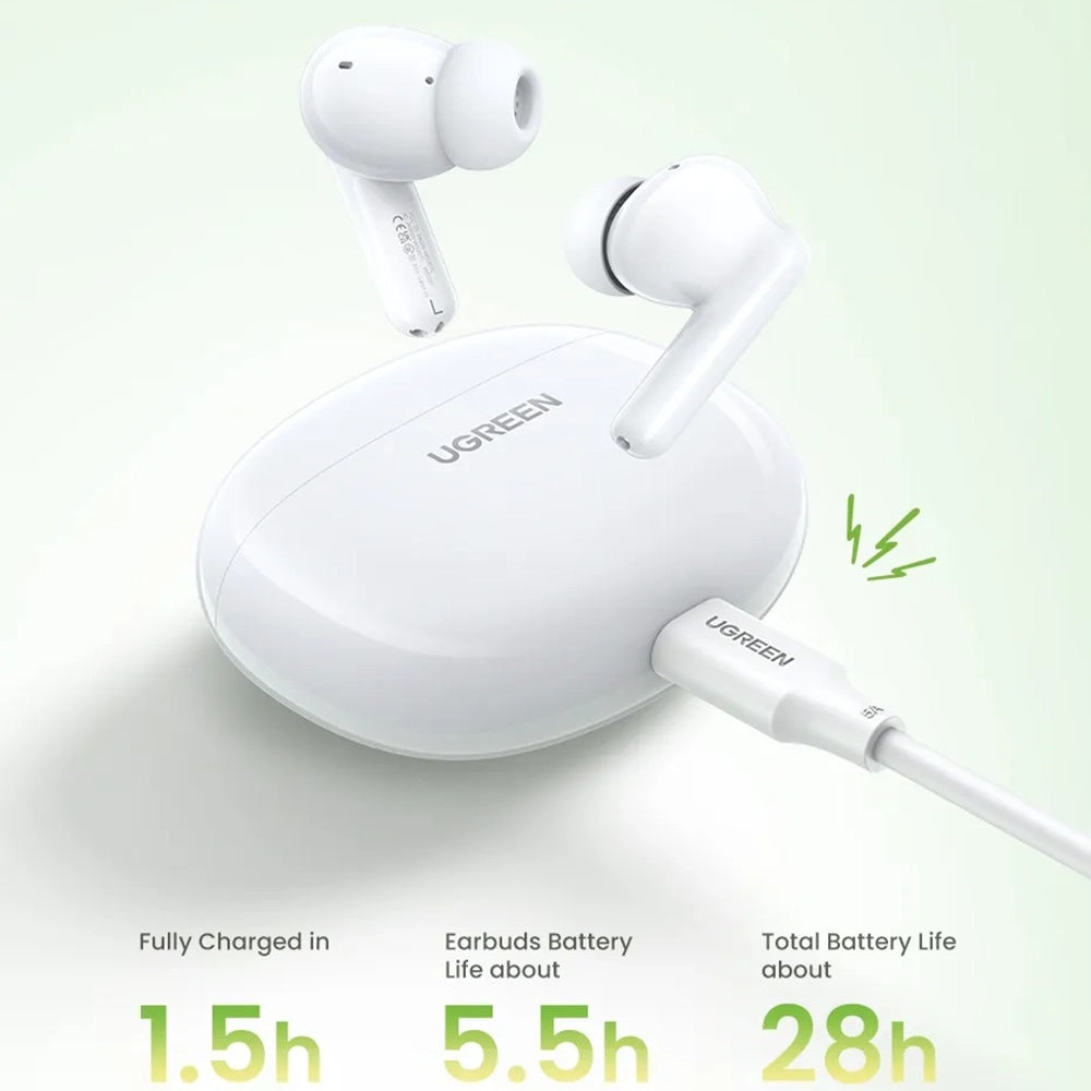 Manos libres Bluetooth UGREEN HiTune P3 WS207, TWS, MultiPoint, Blanco