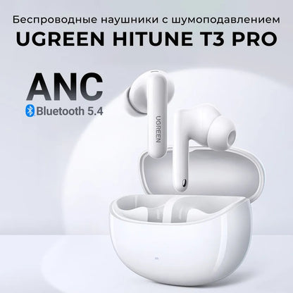Manos libres Bluetooth UGREEN HiTune T3 Pro WS206, TWS, ANC, MultiPoint, Blanco