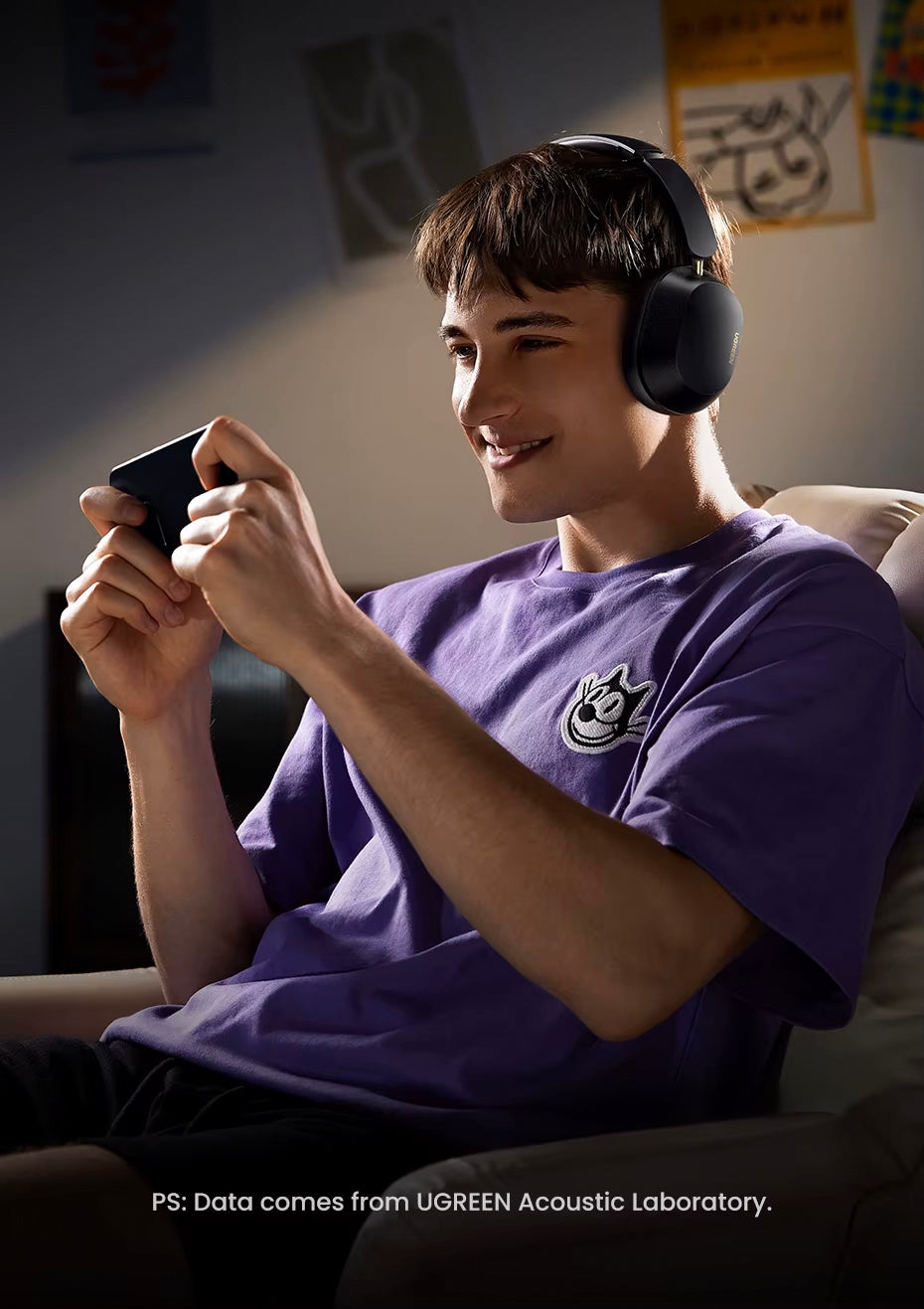 Manos libres Bluetooth UGREEN HP203, A2DP, ANC, Negro