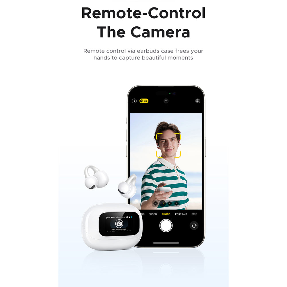 Manos libres Bluetooth UGREEN S6 ClipBuds Magic WS208, TWS, Blanco