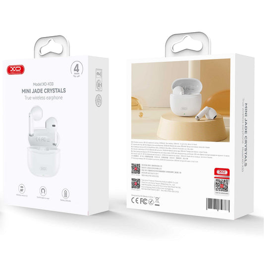 Manos libres Bluetooth XO Design X33, TWS, Blanco