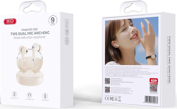 Auriculares Bluetooth XO Design G28, TWS, Beige
