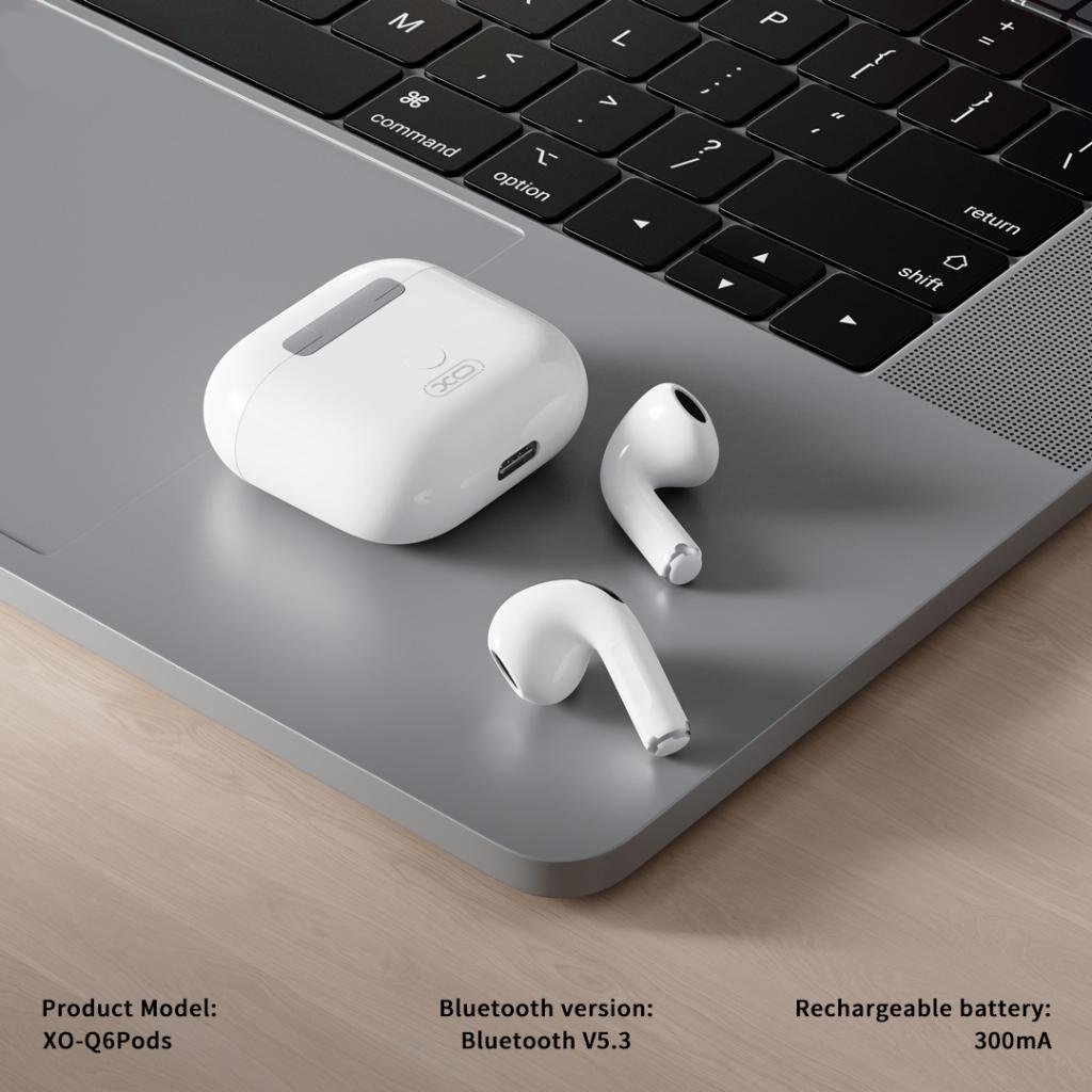 Auriculares Bluetooth XO Design Q6 Pods, TWS, Blanco