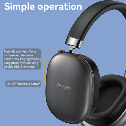 Auriculares Bluetooth manos libres Yesido EP05, A2DP, ANC, Negro