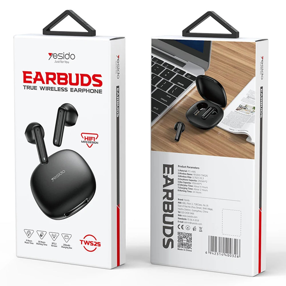 Manos libres Bluetooth Yesido TWS25, TWS, Negro
