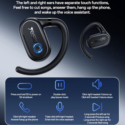 Manos libres Bluetooth Yesido YSP25, TWS, Negro