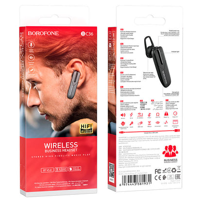 Auricular manos libres Bluetooth BC36 Lucky, A2DP, negro