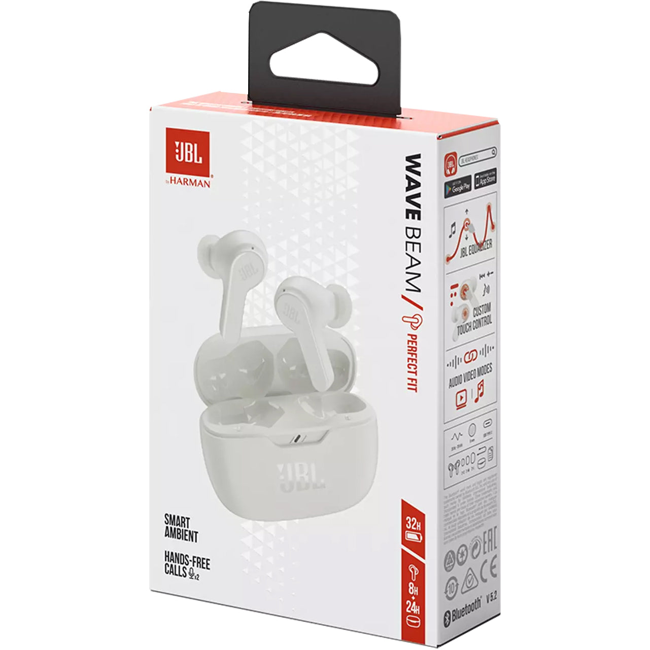 Manos libres Bluetooth JBL Wave Beam, TWS, Blanco JBLWBEAMWHT