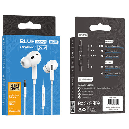 Manos libres 3,5mm BLUE Power BBM30 Pro, Blanco