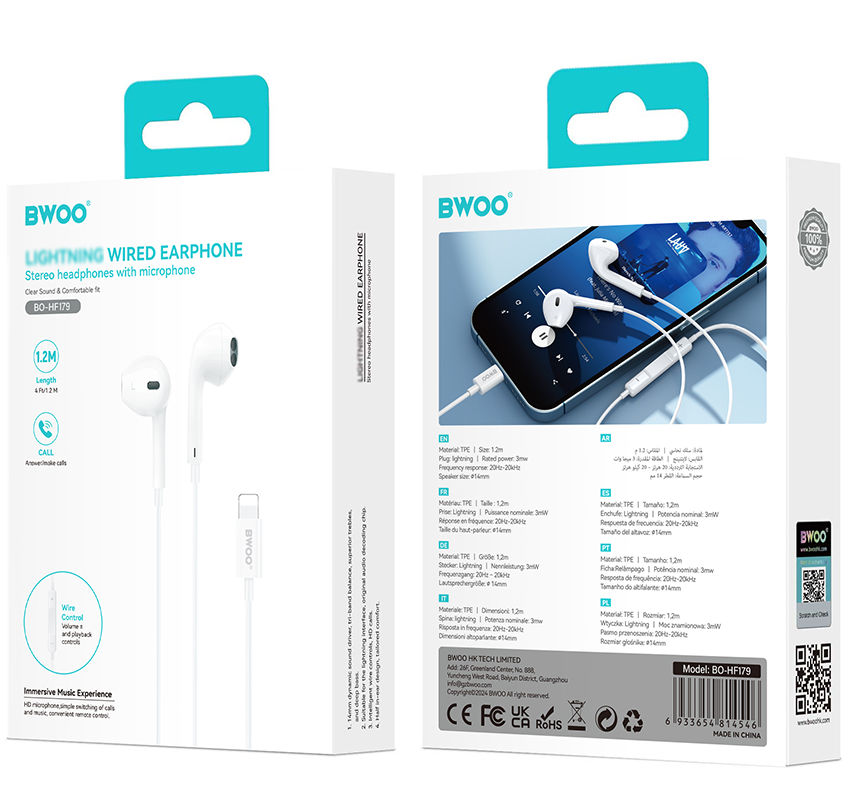 Manos libres Lightning BWOO BO-HF179, Blanco