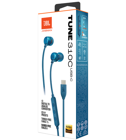 Auriculares manos libres USB-C JBL Tune 310C, Azul JBLT310CBLU