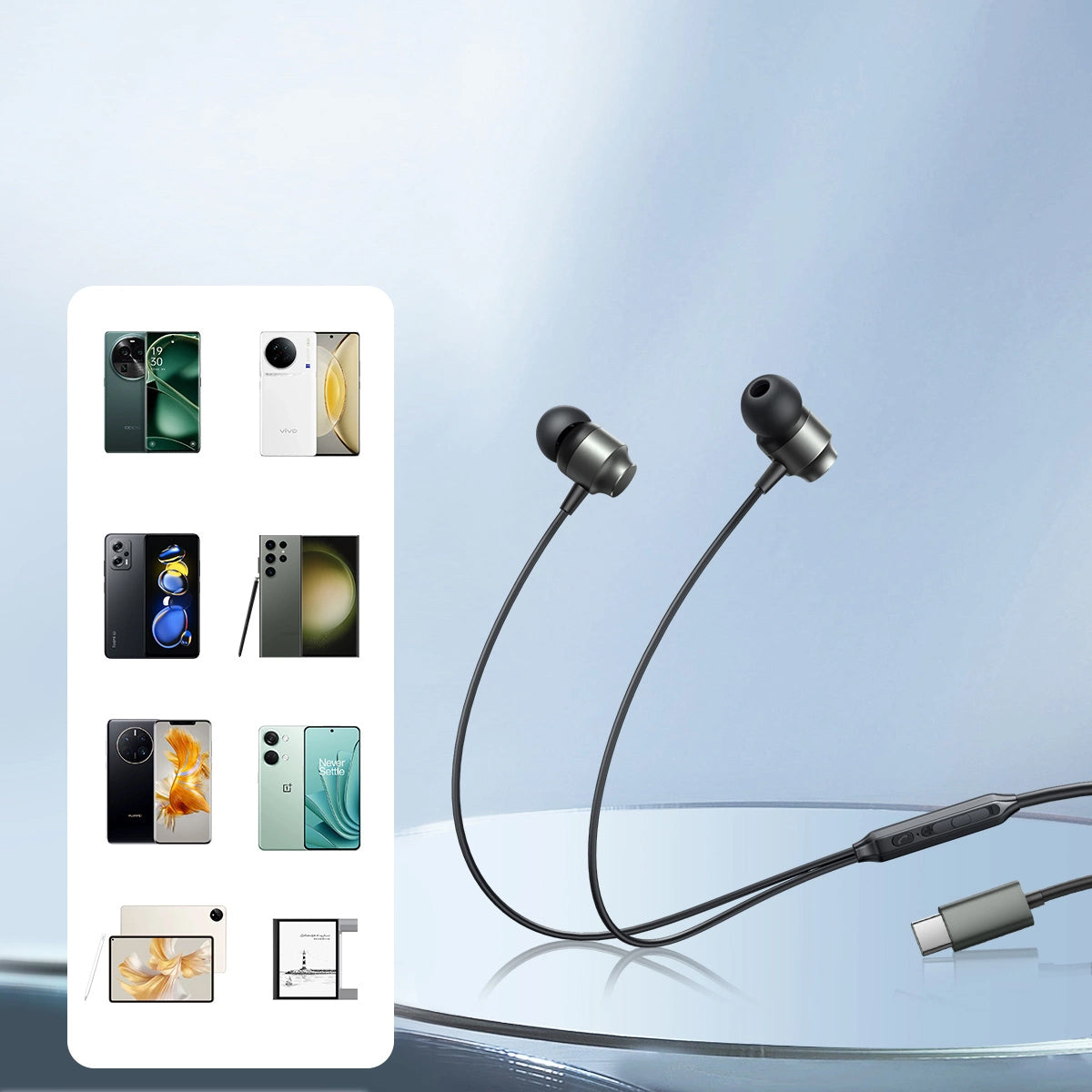 Auriculares manos libres USB-C Joyroom JR-EC06, Gris