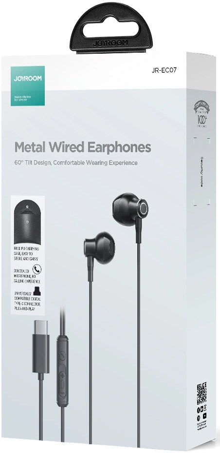 Auriculares manos libres USB-C Joyroom JR-EC07, Negro