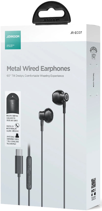 Auriculares manos libres USB-C Joyroom JR-EC07, Negro