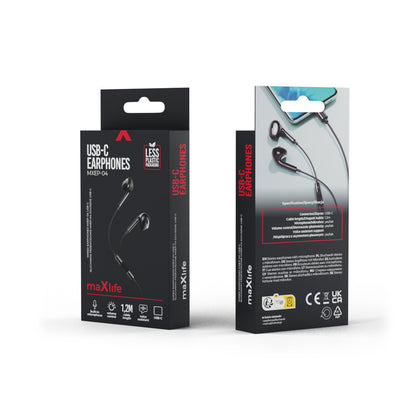 Manos libres USB-C MaXlife MXEP-04, Negro