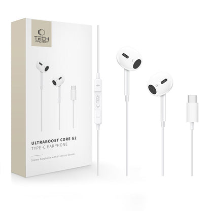 Handsfree USB-C Tech-Protect Ultraboost Core G2, Blanco