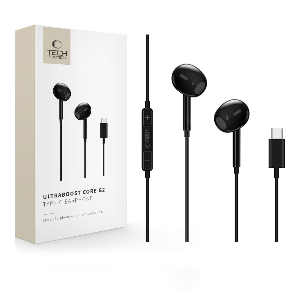 Manos libres USB-C Tech-Protect Ultraboost Core G2, Negro