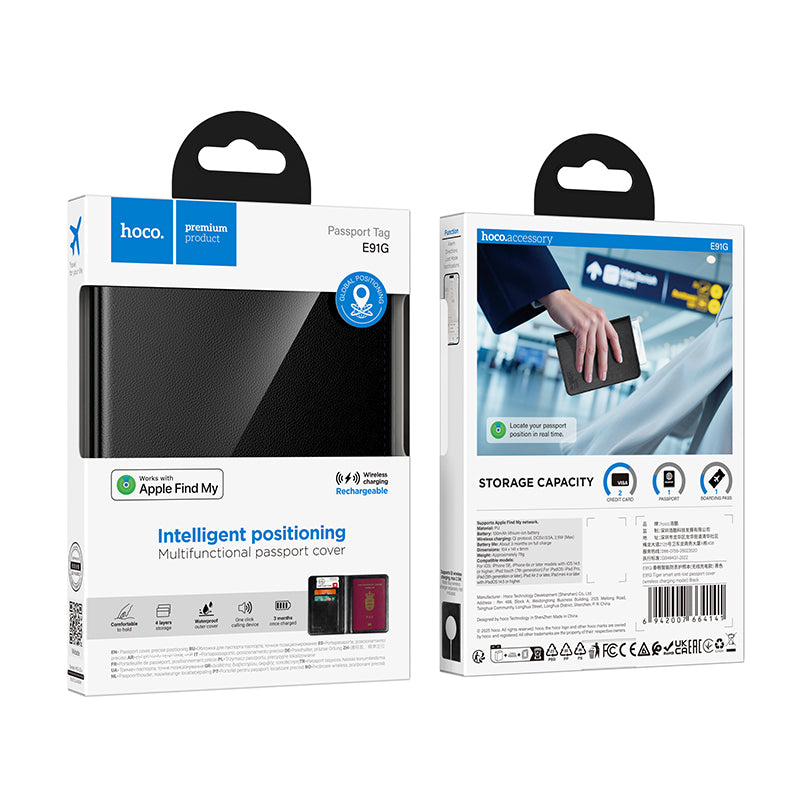 HOCO SmartTag Passport E91G para iOS Series, Negro