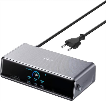 Hub Multifuncional Anker Prime, 3 x USB-A - 4 x USB-C - 1 x Display Port - 2 x HDMI - 1 x Jack 3.5mm - 1 x RJ45 - 1 x SD - 1 x microSD, Gris A83B33A1