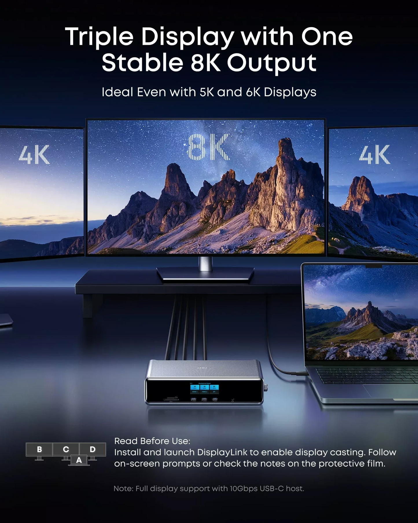 Hub Multifuncional Anker Prime, 3 x USB-A - 4 x USB-C - 1 x Display Port - 2 x HDMI - 1 x Jack 3.5mm - 1 x RJ45 - 1 x SD - 1 x microSD, Gris A83B33A1