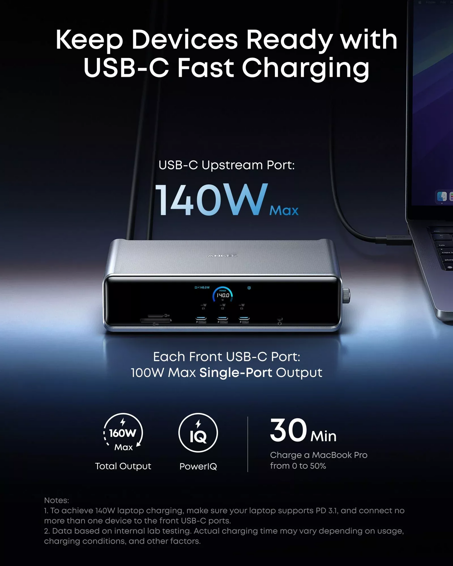 Hub Multifuncional Anker Prime, 3 x USB-A - 4 x USB-C - 1 x Display Port - 2 x HDMI - 1 x Jack 3.5mm - 1 x RJ45 - 1 x SD - 1 x microSD, Gris A83B33A1