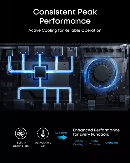 Hub Multifuncional Anker Prime, 3 x USB-A - 4 x USB-C - 1 x Display Port - 2 x HDMI - 1 x Jack 3.5mm - 1 x RJ45 - 1 x SD - 1 x microSD, Gris A83B33A1
