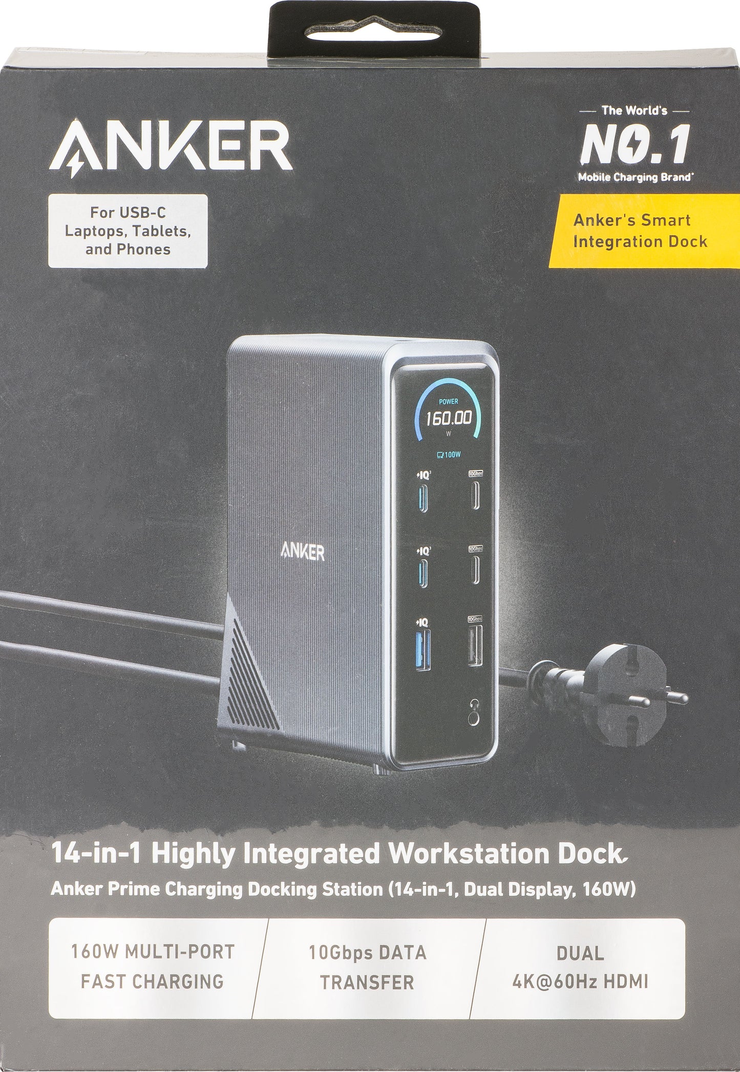 Hub Multifuncional Anker Prime 737, 2 x USB-A 3.0 - 3 x USB-A - 5 x USB-C - 2 x HDMI - 1 x Jack 3.5mm - 1 x RJ45, Negro A83B63A1