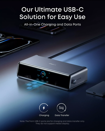 Hub Multifuncional Anker Prime, 3 x USB-A - 4 x USB-C - 1 x Display Port - 2 x HDMI - 1 x Jack 3.5mm - 1 x RJ45 - 1 x SD - 1 x microSD, Gris A83B33A1