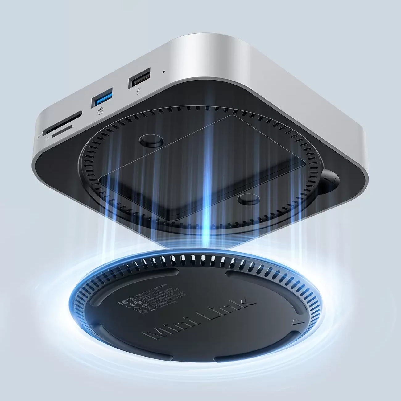 Hub Multifuncional Orico MiniLink M48PR para Apple Mac Mini M4, 9en1, Plateado