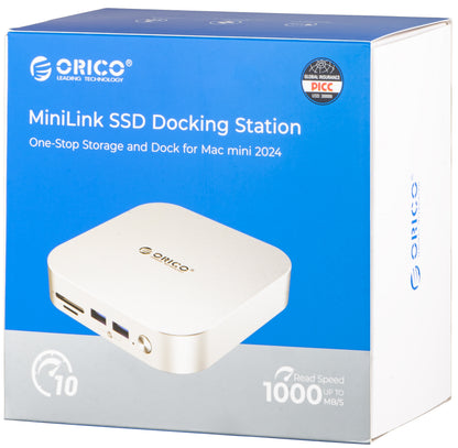 Hub Multifuncional Orico MiniLink M48PR para Apple Mac Mini M4, 9en1, Plateado