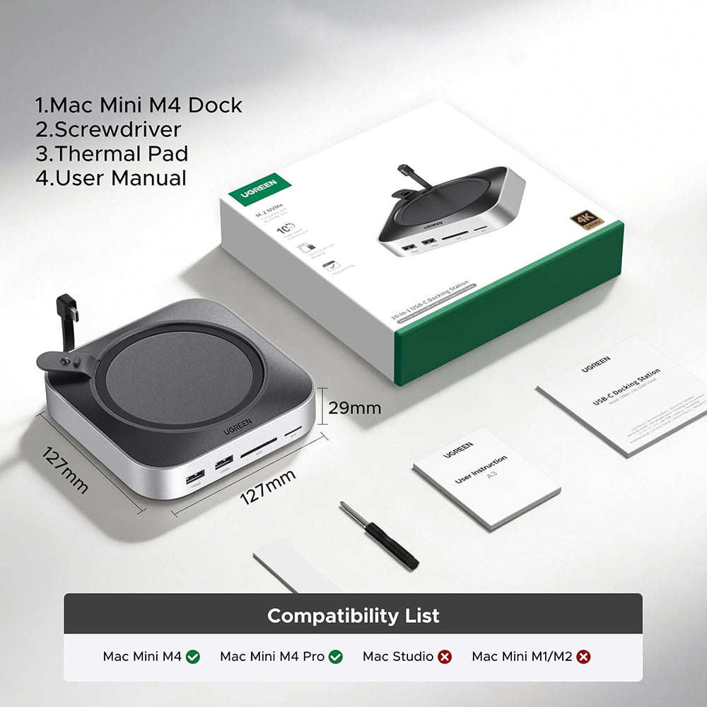 Hub Multifuncional UGREEN CM841A (95094) para Apple Mac Mini M4 / Pro, 10en1, Gris