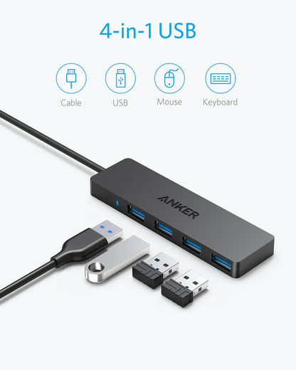 Hub USB Anker, 4 x USB-A 3.0, negro A7516016 