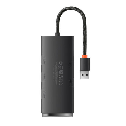 Baseus Lite Hub USB, 4 x USB-A 3.0 - 1 x USB-C, 0.25m, Negro WKQXX030001 